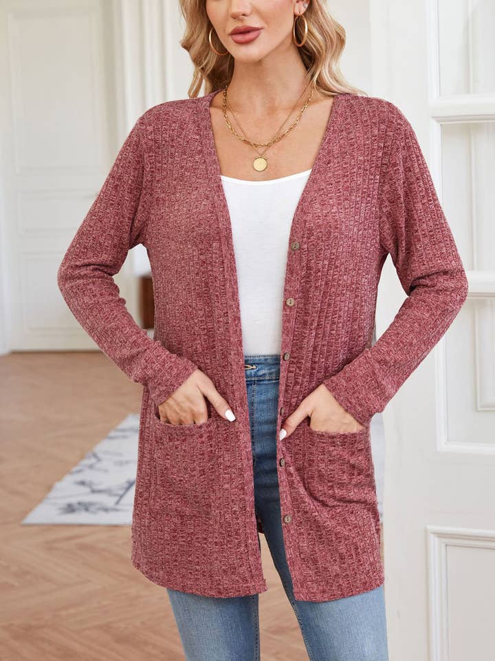 Solid Loose Sleeve Pocket Cardigan Coat for wholesale by Wholesalesir