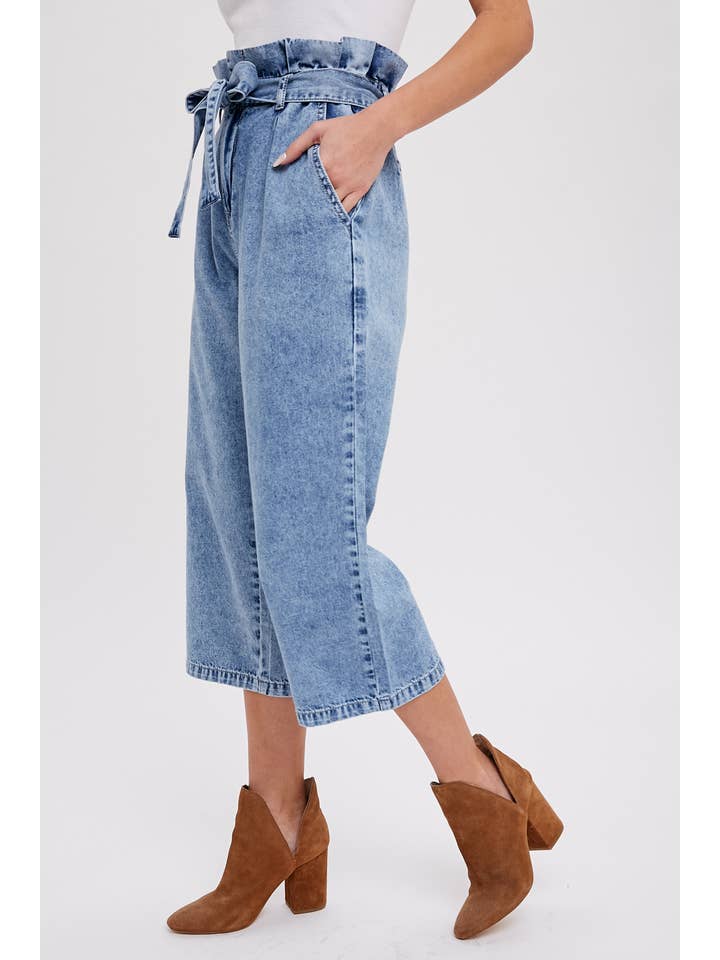 Bluivy - Vente Pantalon – femme - JUPE-CULOTTE EN PAPIER CEINTURÉE15