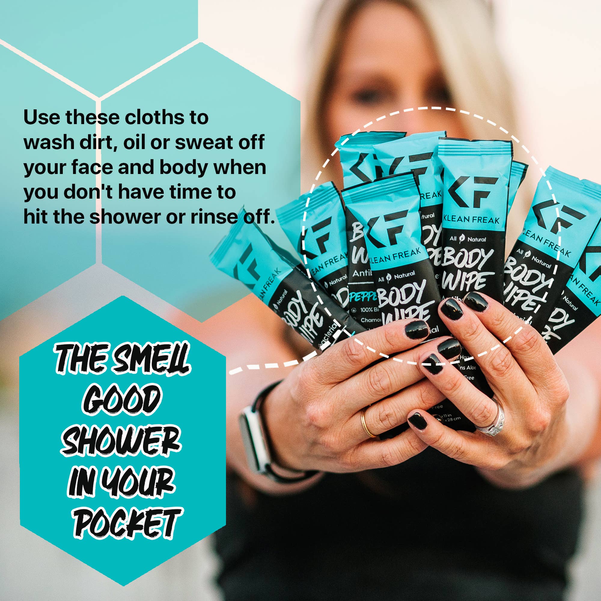 Klean Freak - Wholesale Gezichts- en lichaamsdoekjes - Dozijn verpakking - Pepermunt2