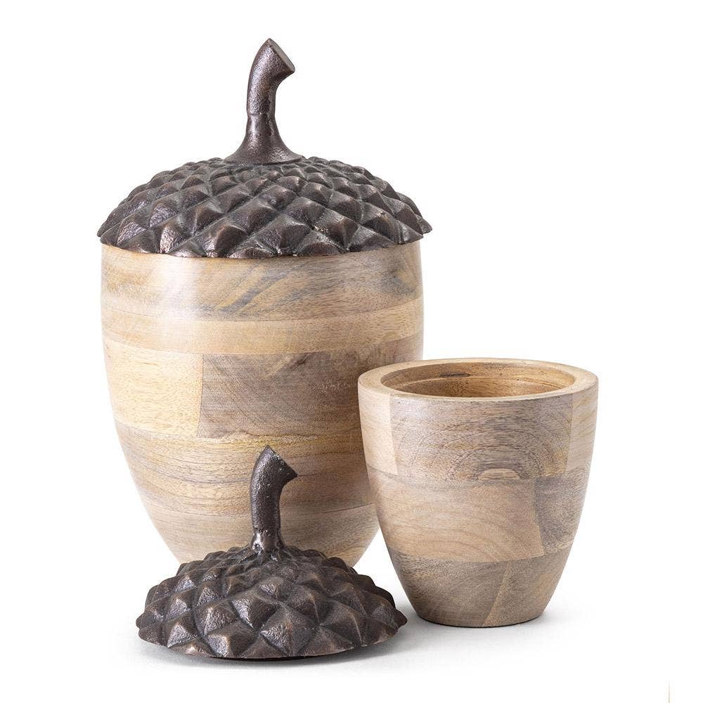 A&B Home Group Inc. - Wholesale Decorative Tabletop Object - S/2 Aluminium And Wood Acorns1