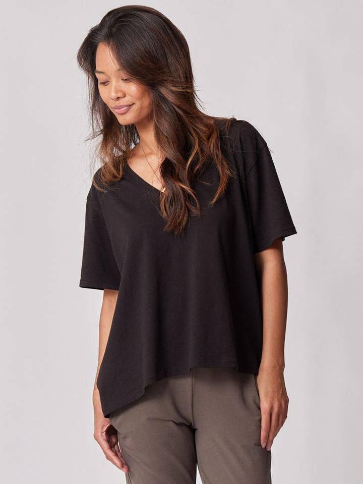 Everywhere V-Neck Tee - Black for wholesale by Of an Origin