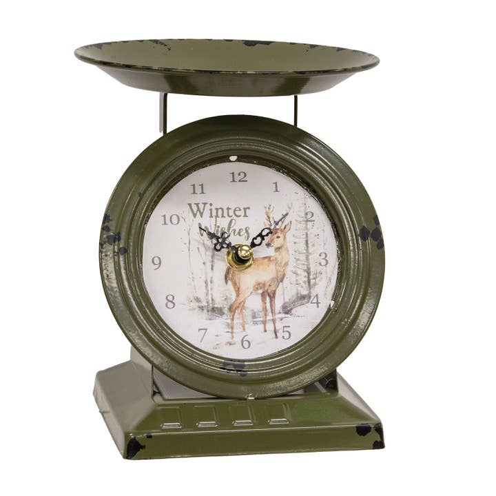 Winter Wishes Woodland Deer Scale Clock for wholesale by Col House Designs
