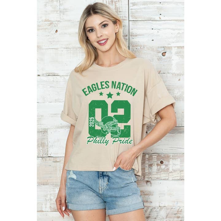 2&moon - Wholesale Screen Printed T-Shirt - Women's - EAGLES NATION PHILLY PRIDE FOOTBALL TEE