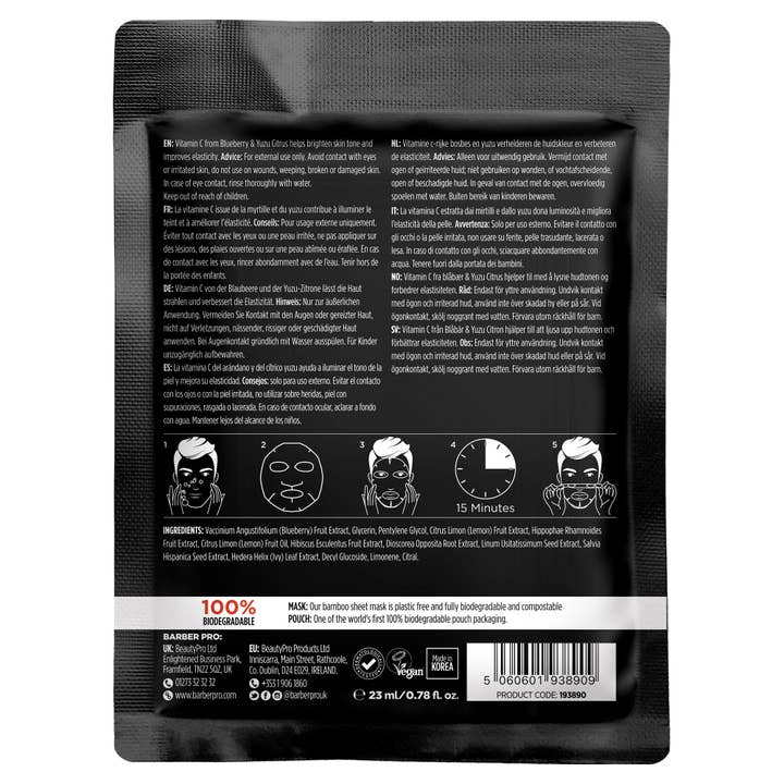 BARBER PRO – wholesale Skincare face mask – Men’s – BARBER PRO ANTI-AGEING Face Sheet Mask - 100% Biodegradable8