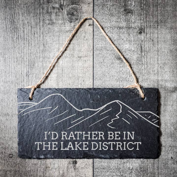 I'd Rather Be In The Lake District Hanging Slate Sign for wholesale by EllieBeanPrints