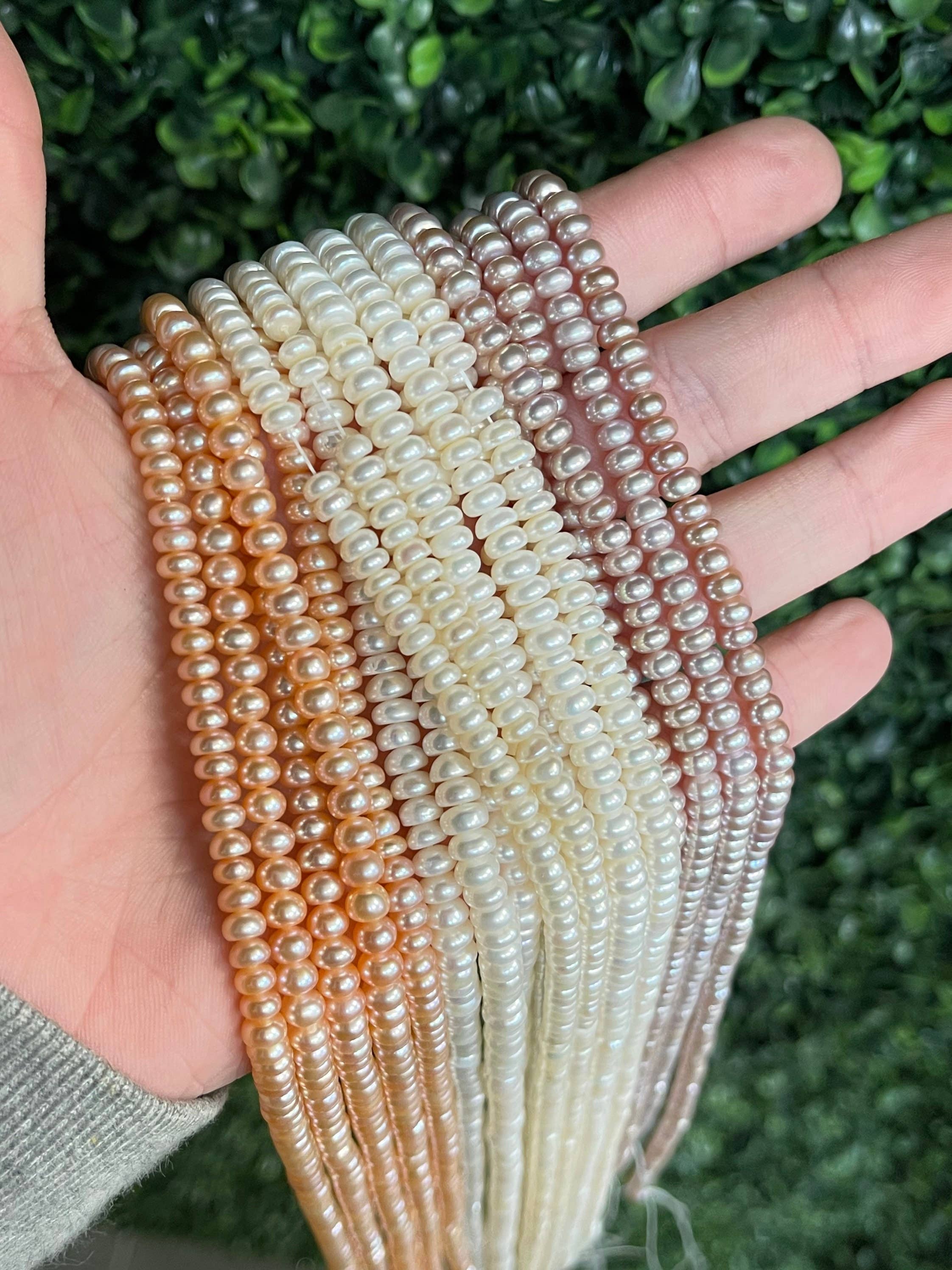 The Bead Bazaar - Vente Perle - Perles d'eau douce à boutons délicats, perles d'eau douce mauves de 5 x 6 mm, petites perles d'eau douce pour collier, perles en vrac pour la fabrication de bijoux8