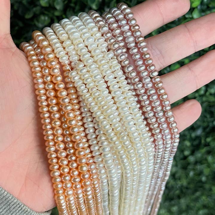 The Bead Bazaar - Vente Perle - Perles d'eau douce à boutons délicats, perles d'eau douce mauves de 5 x 6 mm, petites perles d'eau douce pour collier, perles en vrac pour la fabrication de bijoux8