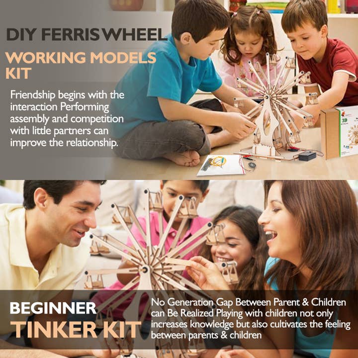 SmartsToy - Wholesale Building Set - Kids - Wooden Ferris Wheel Building Kit | Educational DIY STEM Toys4