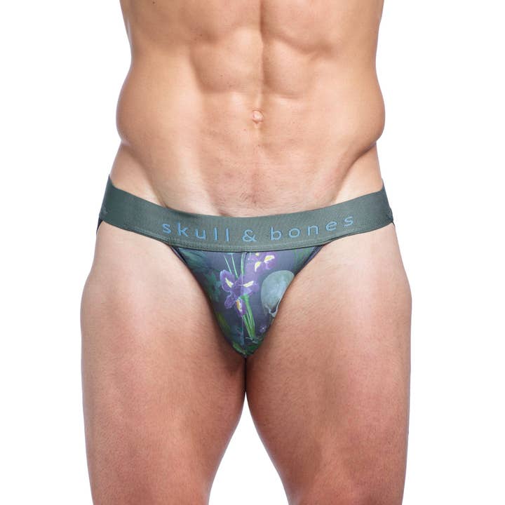 Skull & Bones - Wholesale Underwear - Men's - Hand-Painted Dutch Floral Jock Green