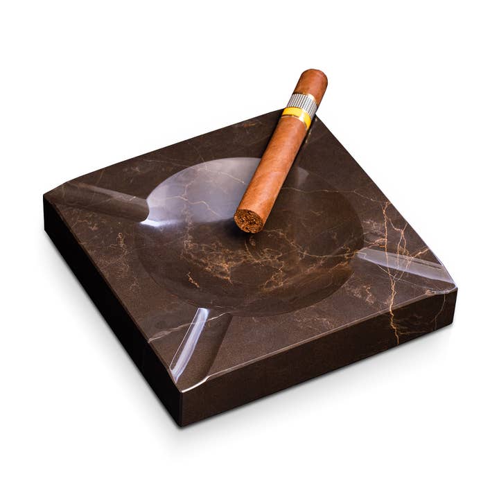 BeyBerk International - Wholesale Ashtray - Marble Four Cigar Ashtray - Brown0