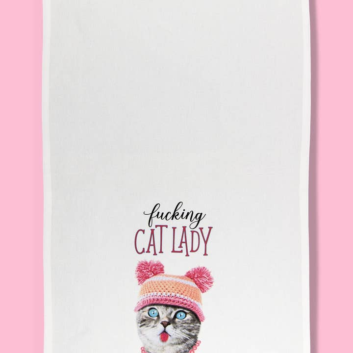 Bad Grandma Designs – toalha de cozinha por atacado – Toalha de prato maldita senhora gato1