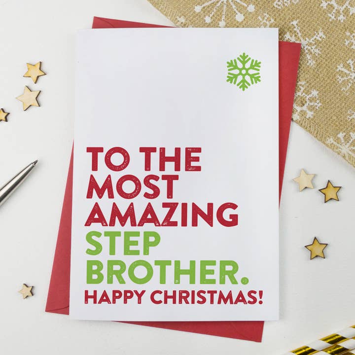 Amazing Step Brother Christmas Card for wholesale by A is for Alphabet Ltd