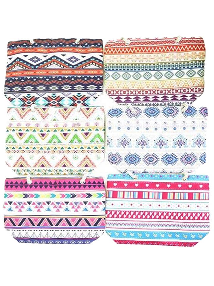 Geometric Navajo Baja Tribal Rope Handle Tote Bag for wholesale by Cap Zone