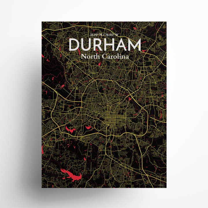 Affiche Carte de la ville de Durham pour la vente par OurPoster.com