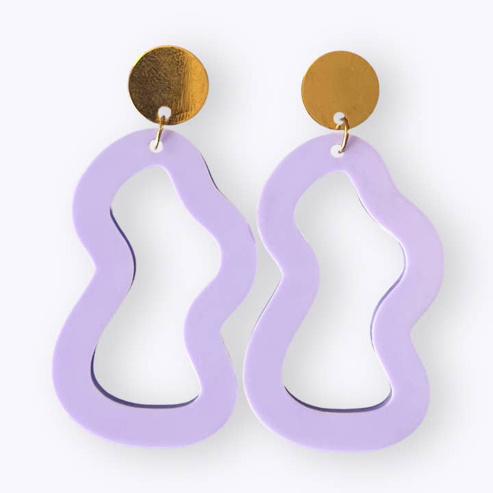 Shape earrings recycled plastic lilac for wholesale by All Things We Like