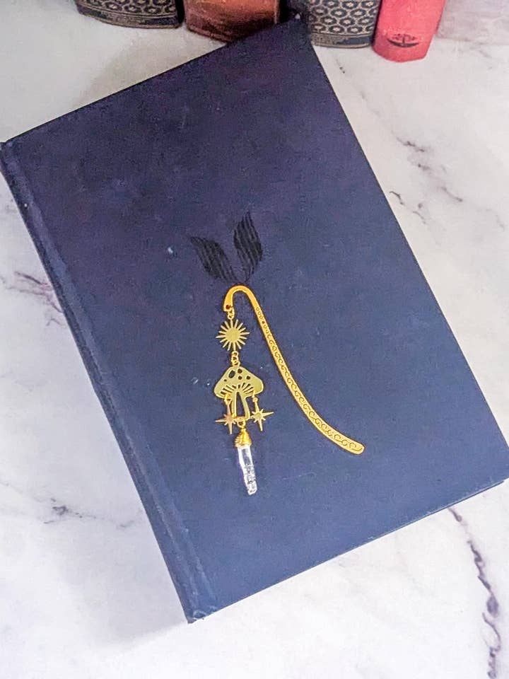 Magical Mushroom Bookmark with Natural Stone Pendant for wholesale by Bookish Trinkets