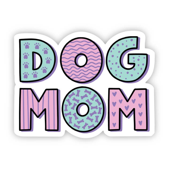 Dog Mom Green and Pink Sticker for wholesale by Big Moods