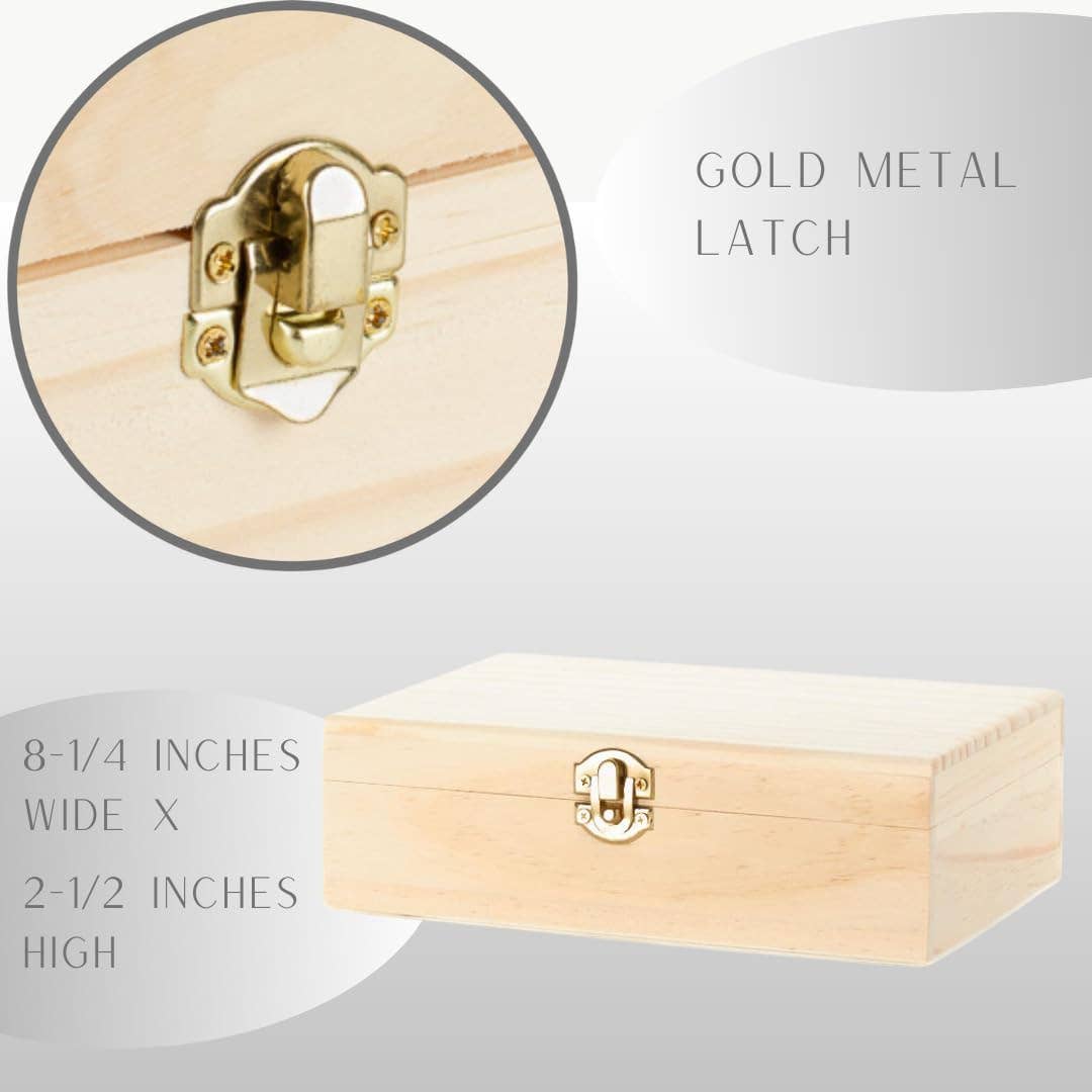 Factory Direct Craft – wholesale Prydnadslåda – Ofärdig trälåda med gångjärn för cigarrer – 8-1/4" x 5-1/2"2