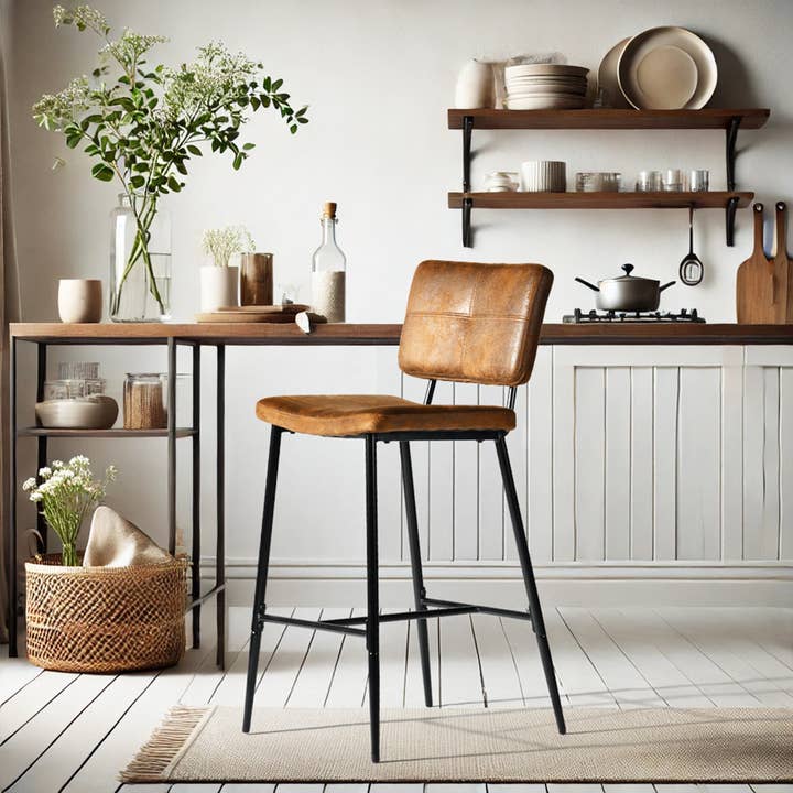 HOMYCASA DESIGN INC - Wholesale Stool - Rustic Suede Counter Height Bar Stool with Metal Frame3