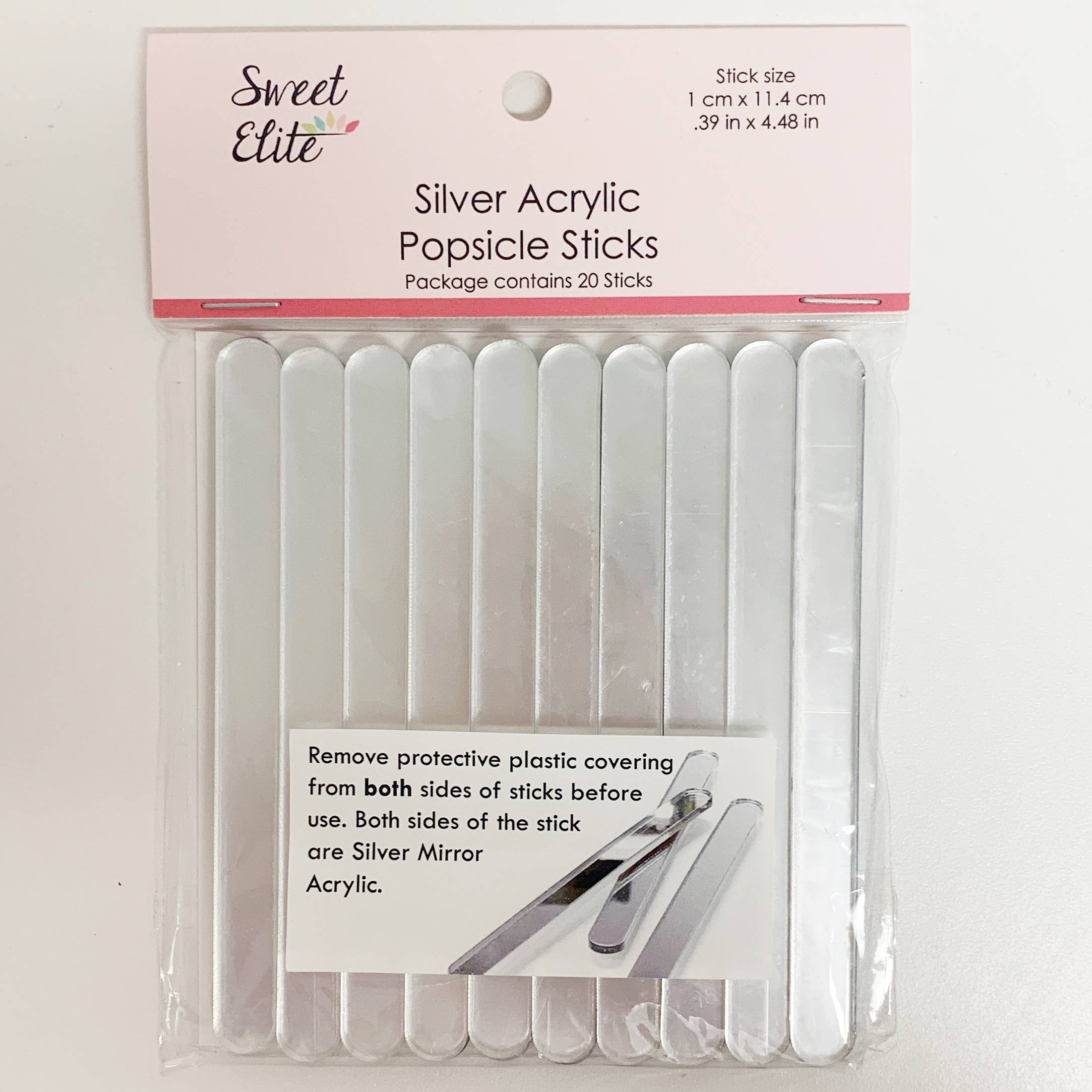 Summitbaking - Wholesale Cake Decorating Kit - Silver Mirror Acrylic Ice Cream/Popsicle Sticks1