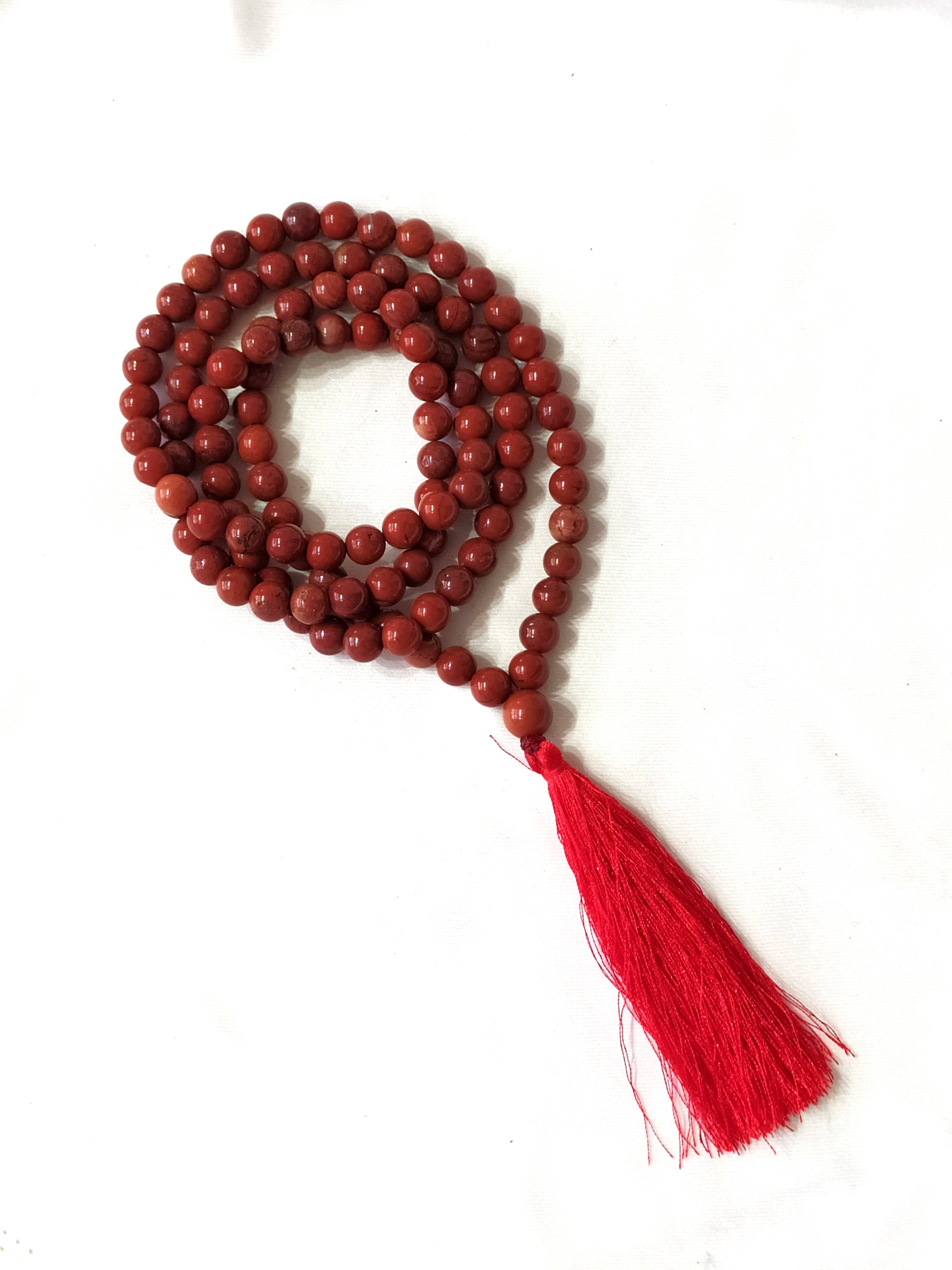 Soothing Crystals - Vente Collier de prière en perles - Mala en pierres précieuses | Jaspe rouge | Mala de prière à 108 perles | Jap Mala1