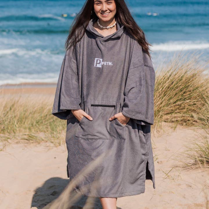 Towel Changing Robe / Poncho - Grey for wholesale by PETH