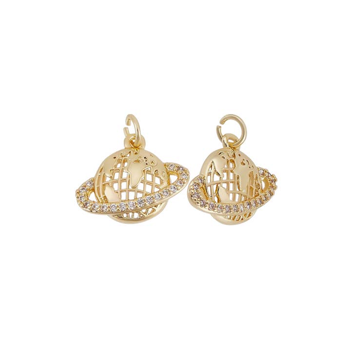 * Gold Pave Halo Globe Charm for wholesale by The Charm Bar Company