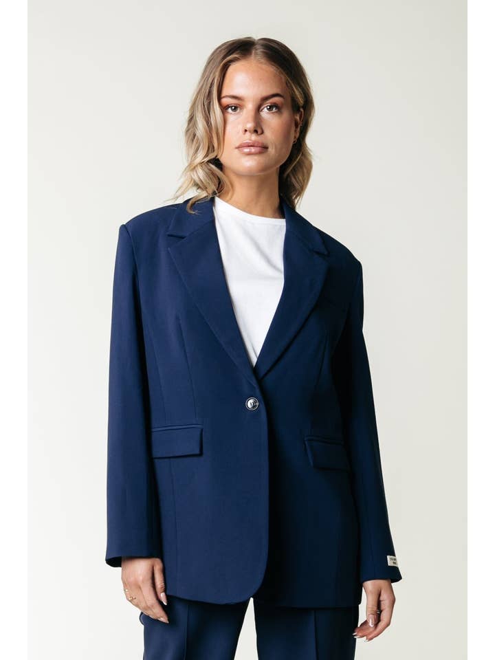 Jesra Racer Logo Blazer | Dark Navy for wholesale on Faire6