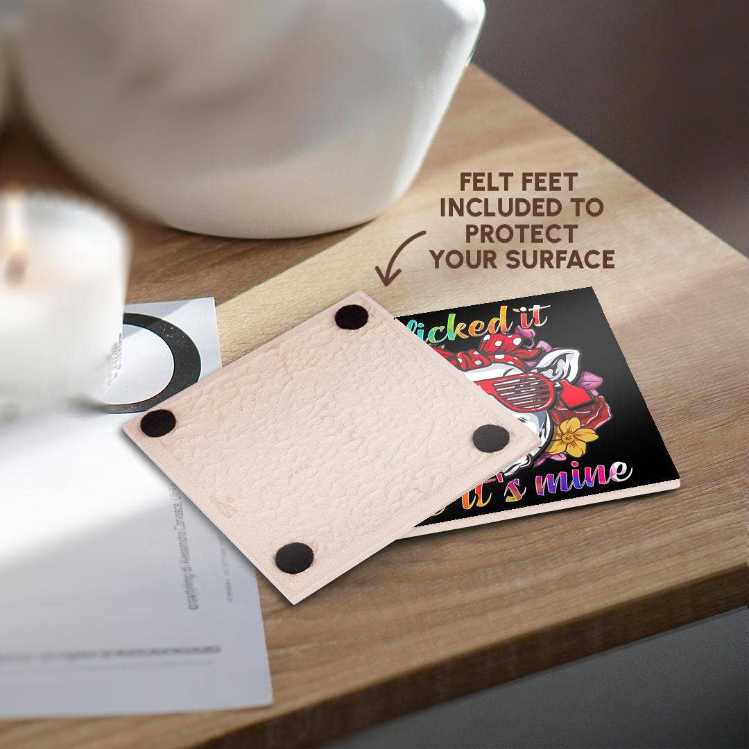 3dRose – wholesale Coasters – 3dRose, I Licked It so it is Mine with Hipster Cow Farmer Farming, Coaster3