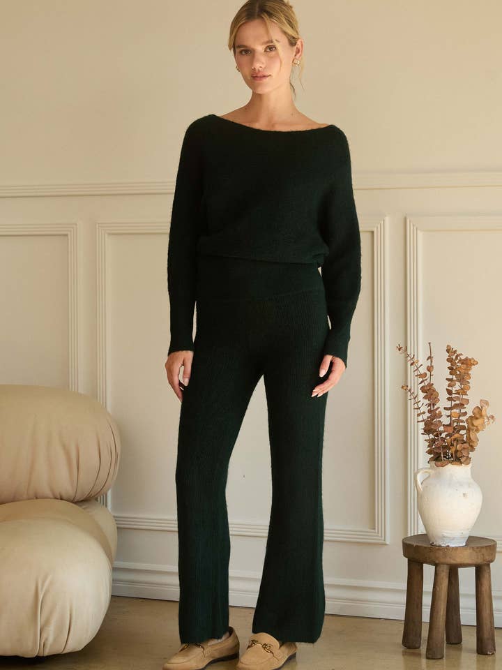 Ribbed Knit Wide Leg Pants for wholesale by SKIES ARE BLUE