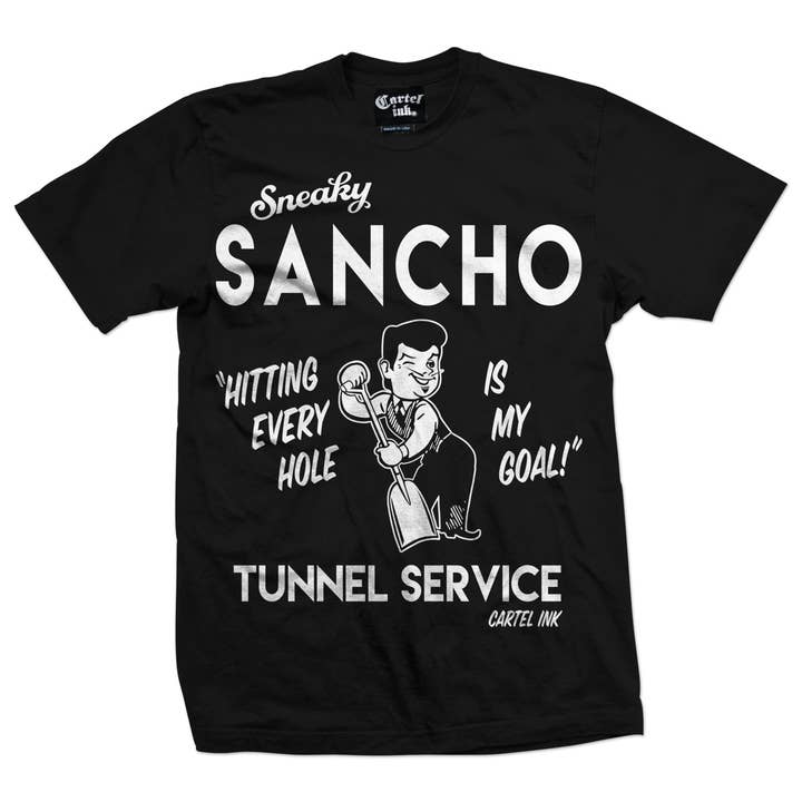 5416-BLACK WHITE | Sneaky Sancho Tunnel Service | Men's Tee for wholesale by Cartel Ink