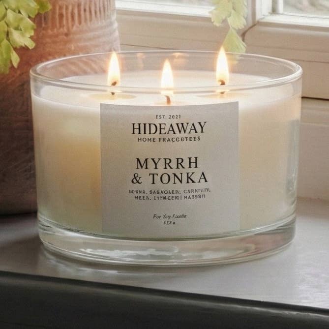Myrrh & Tonka Luxury 3-Wick Candle for wholesale by Hideaway Home Fragrances
