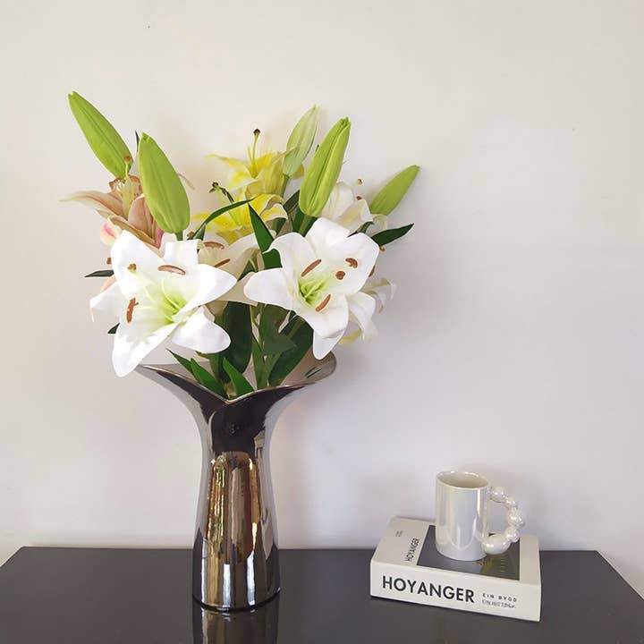 INSPECIAL HOME - Wholesale Vase - Handmade Modern Silver Bloom Vase, Ceramic Centrepiece10