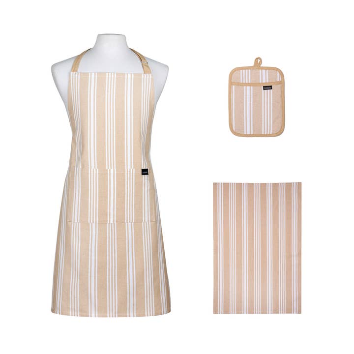 Set di accessori da cucina Eco Stripe Latte per la vendita all'ingrosso da parte di Ladelle Group