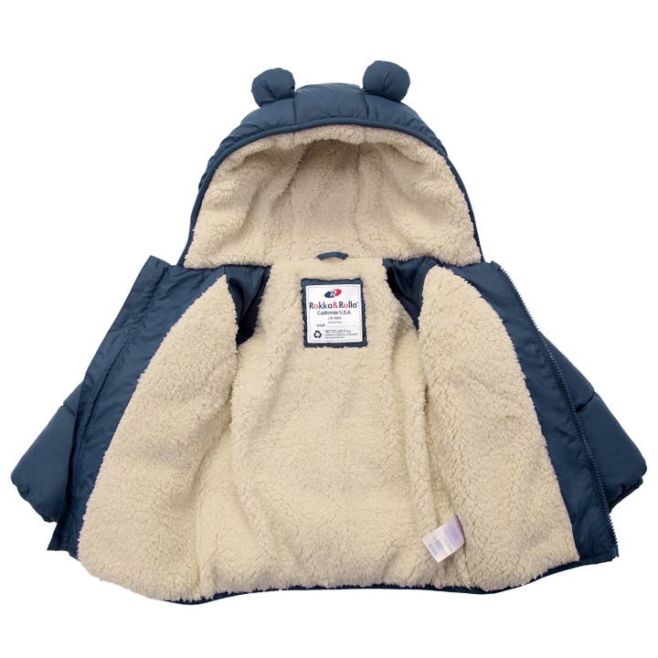 Rokka & Rolla - Wholesale Coat - Baby - Baby Toddler Boys' Sherpa Fleece Lined Puffer Coat4