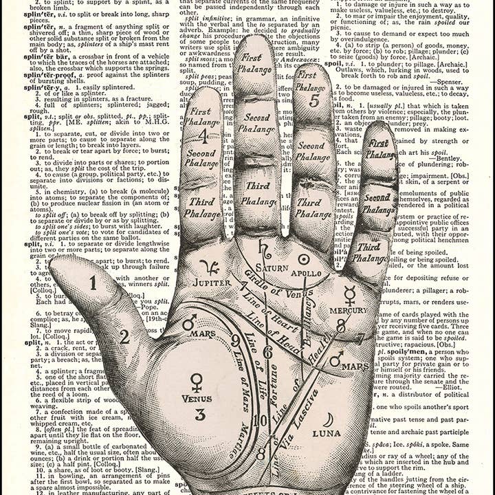 Fresh Prints of CT - Wholesale Art Print - Palm Reader Dictionary Print
