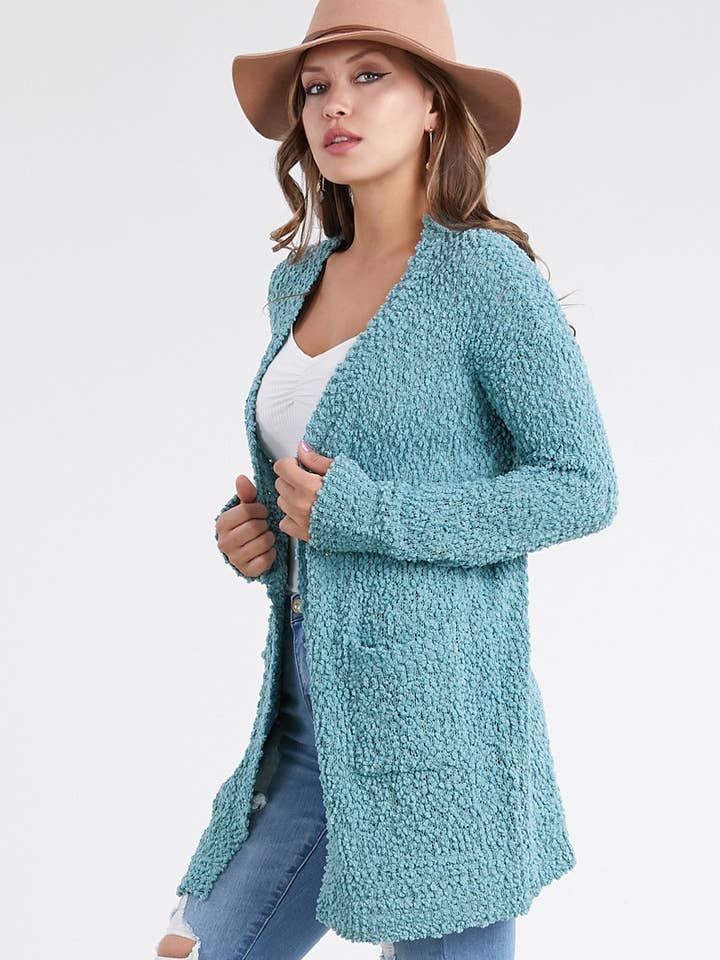 Pull cardigan orné de pop-corn uni OUG80160 pour la vente par Oceanus Apparel