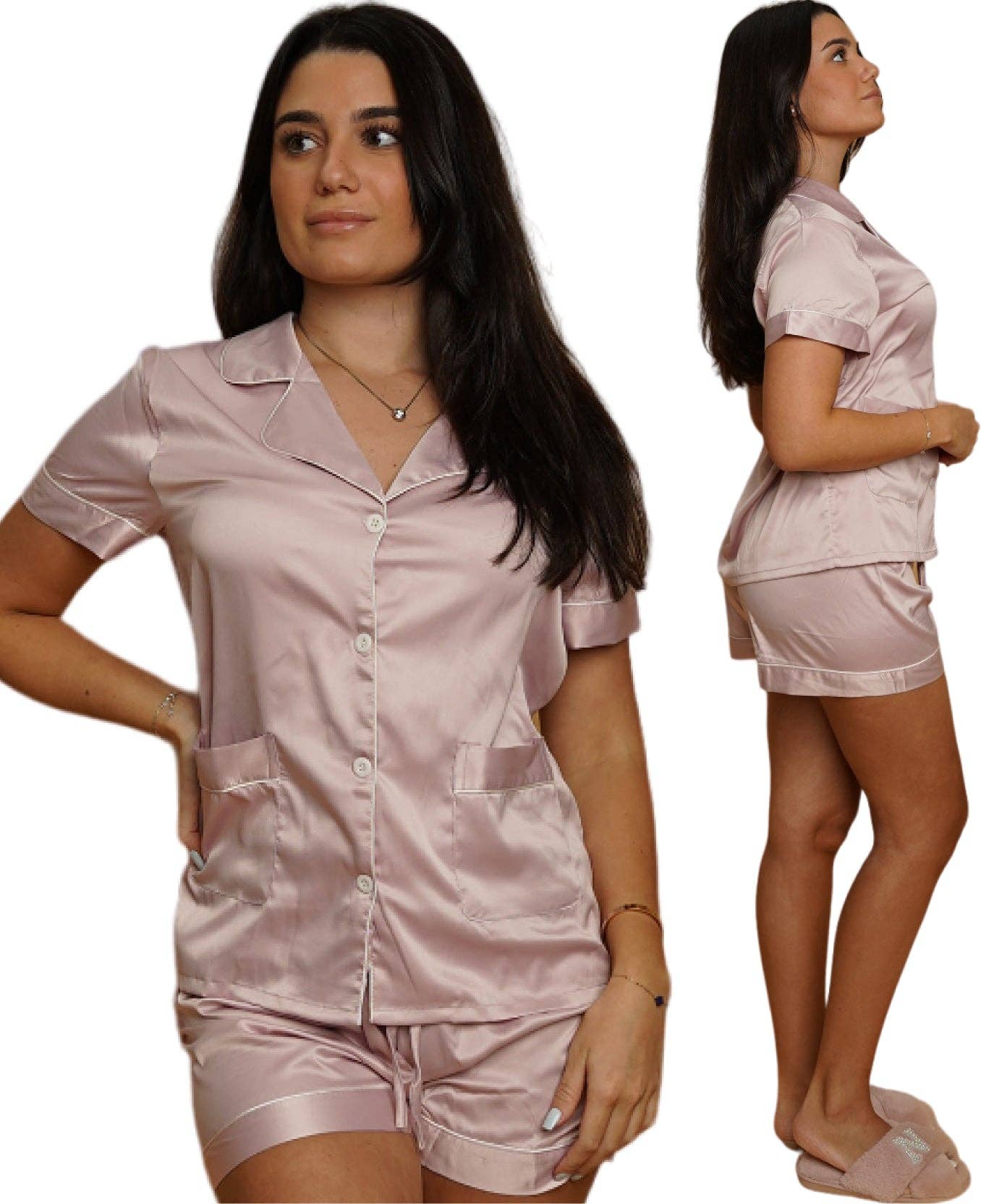 Taniri - Wholesale Sleepwear Set - Women's - ASHLEY SHORT MATTE SATIN PAJAMAS44