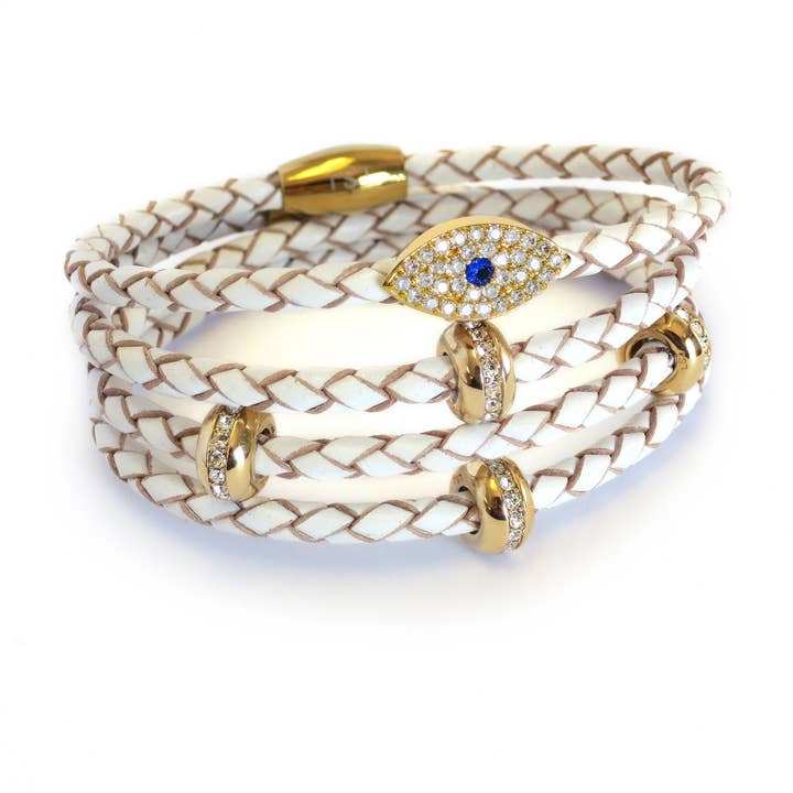 Evil Eye Sapphire Stack Bracelet - Click for Color Options for wholesale by Liza Schwartz Jewelry