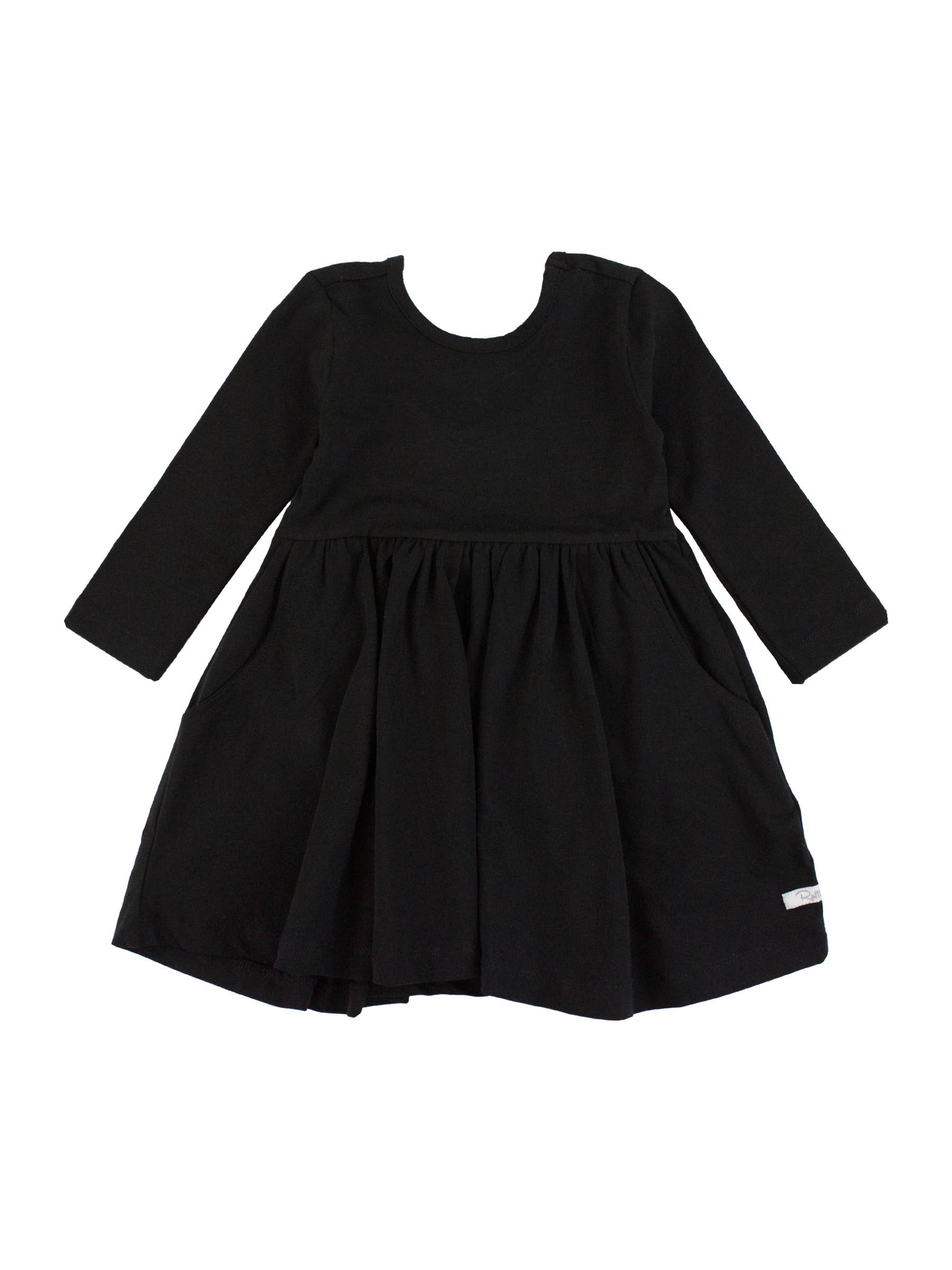 Girls Black Knit Long Sleeve Twirl Dress for wholesale on Faire0