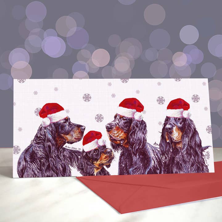 Gordon Setters - Cartes de vœux (Noël) pour la vente par Amber Marie Studio