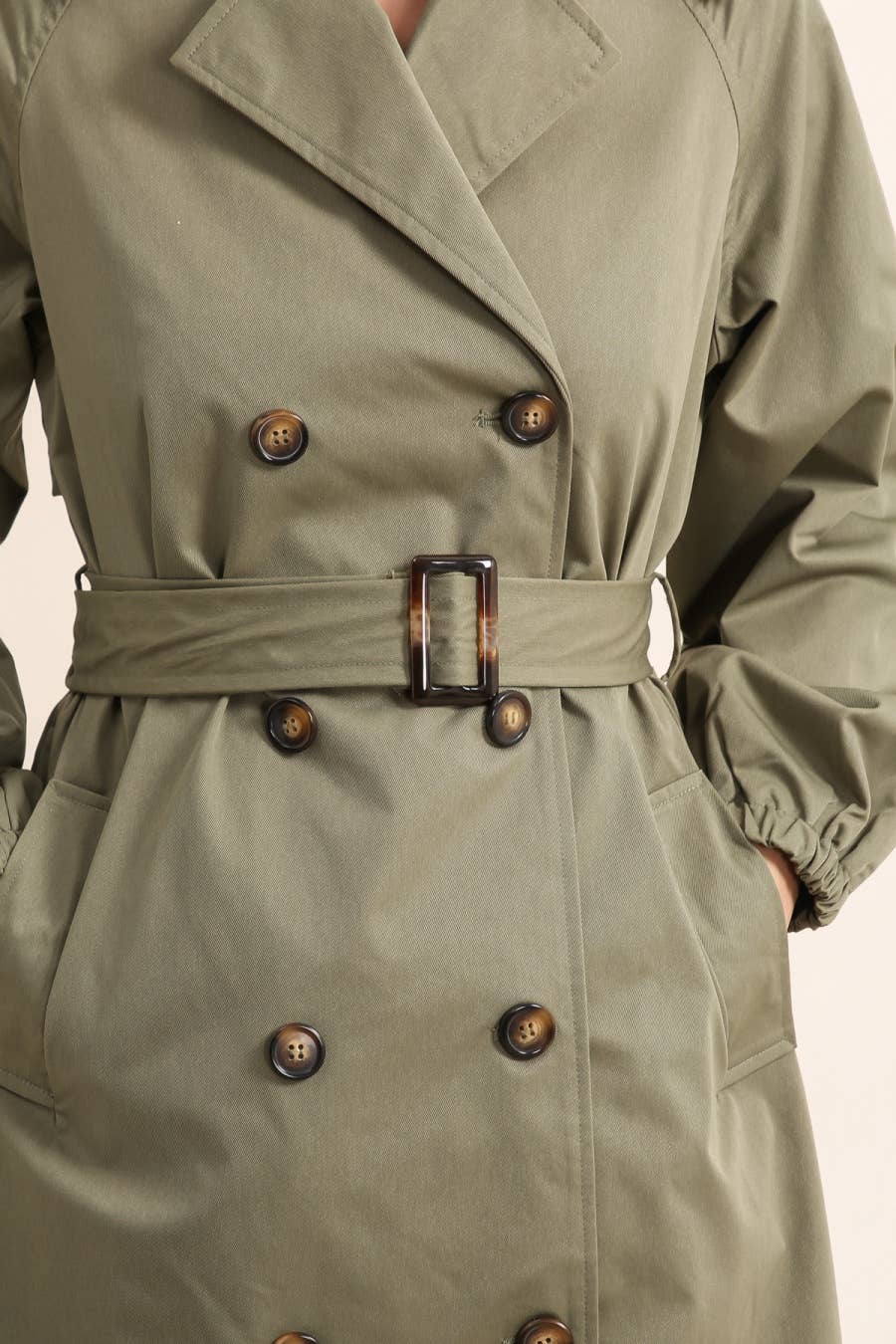 Attrait Paris – Engroshandel Trenchcoat - Dame – Lang trenchcoat med bælte6