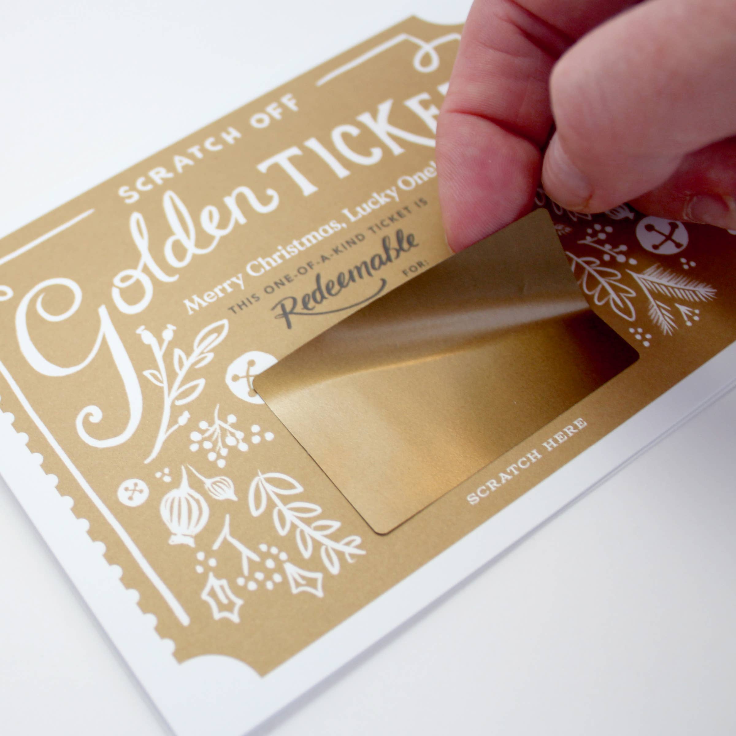 Inklings Paperie - Wholesale Christmas Card - Scratch-off Card - Christmas Golden Ticket2
