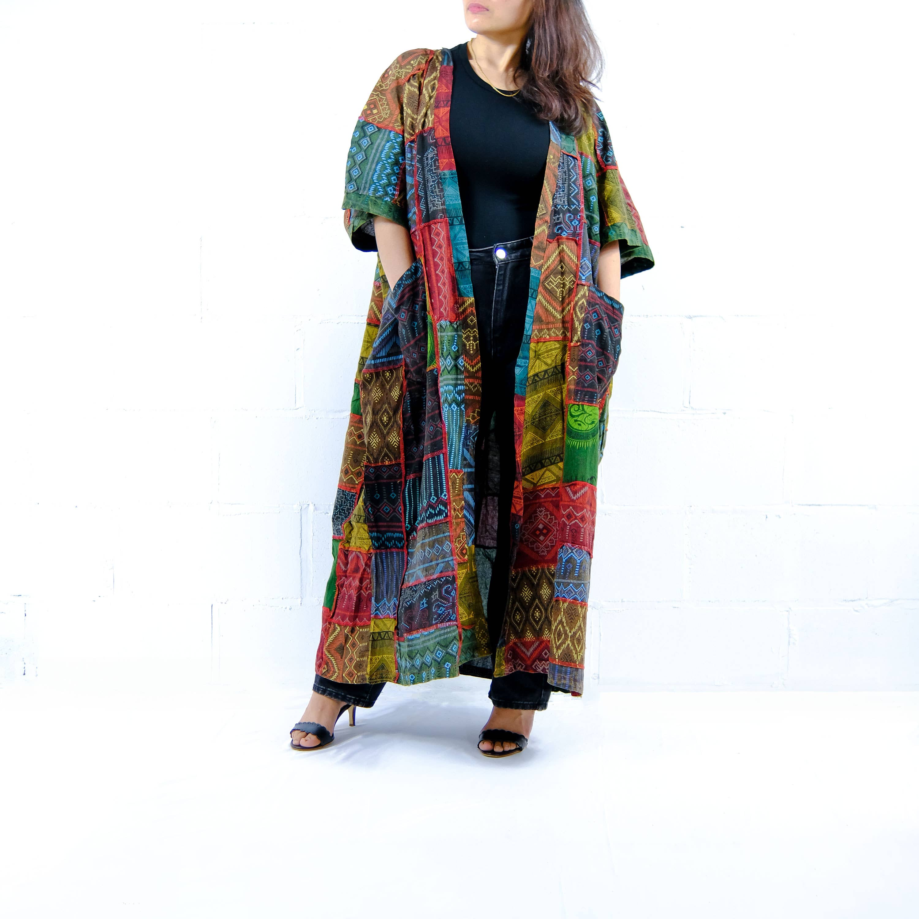 Karma Nepal Crafts – Engroshandel Kimono - Dame – Lang, oversize duster i patchwork bomuld0