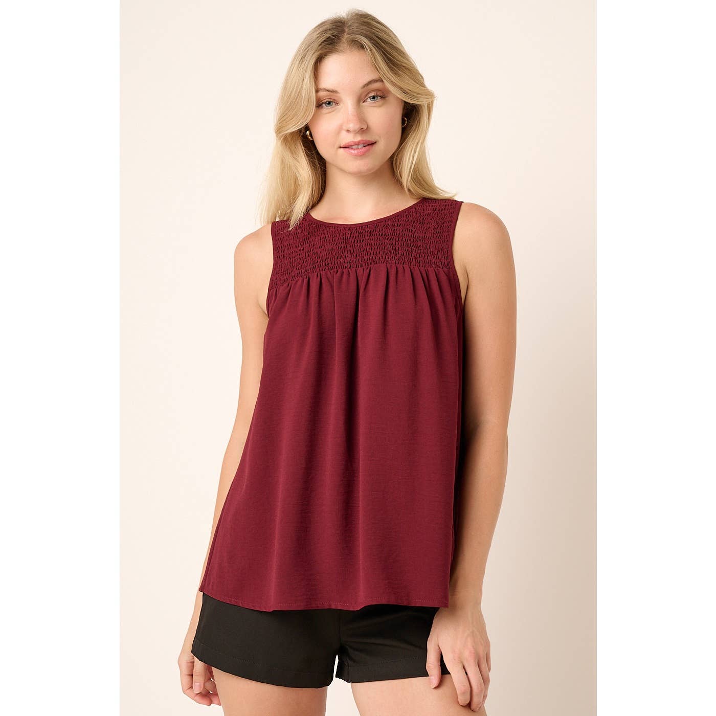 mittoshop – wholesale Blouse – Women’s – AIRFLOW SMOCKED YOKE SLEEVELESS BLOUSE6