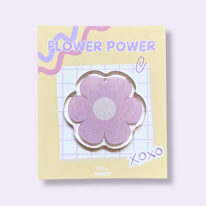 Spille con glitter - fiore rosa per la vendita all'ingrosso da parte di Atelier Naholi