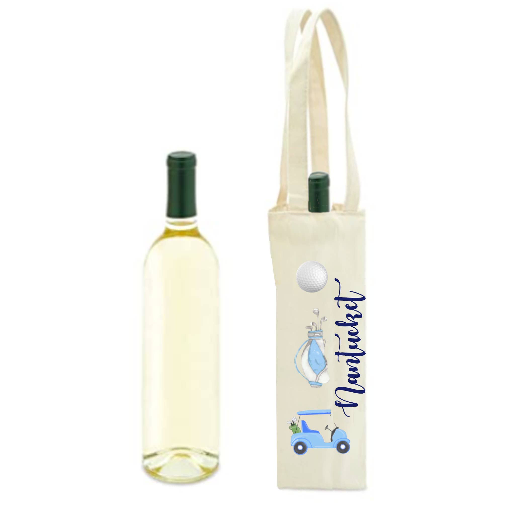 Peachy Pendants - Wholesale Wine Tote - Cotton Wine Tote - Golf (Choose Style)6