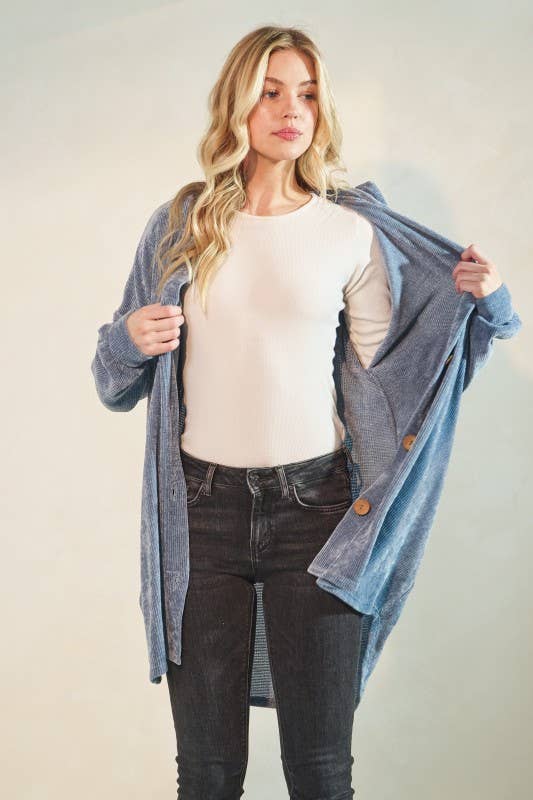 HEIMISH – Cardigan - Mulher por atacado – EJ6401-35 CASACO COM CAPUZ SÓLIDO2