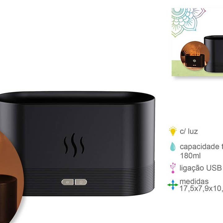 Black Electric Air Freshener C/Flame Usb 180ml for wholesale by Esoterica Arte