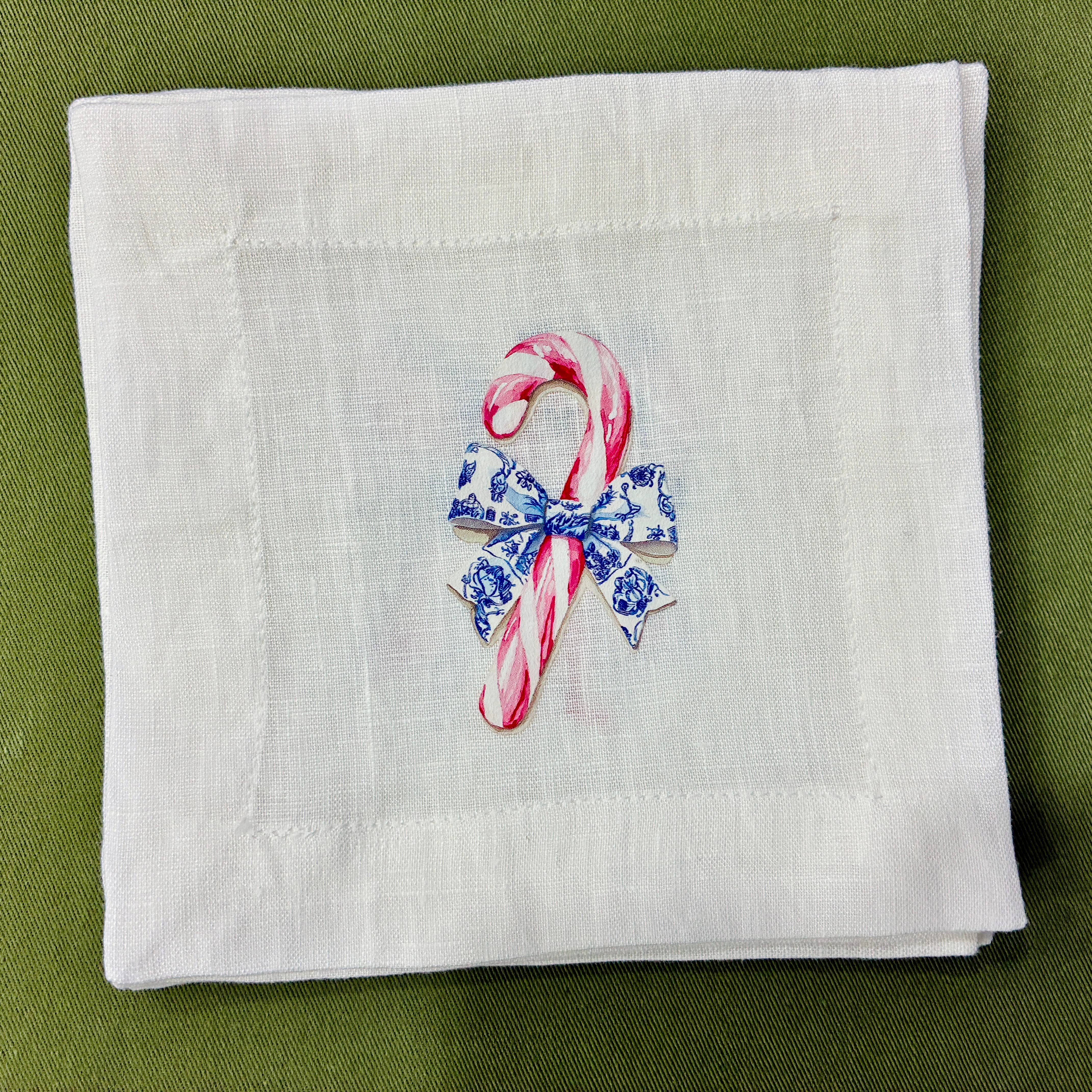 Belle Linen - Wholesale Dinner & Cloth Napkin - Christmas Characters White Linen Cocktail Napkins5